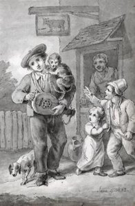 The Hurdy-gurdy Player And His Monkey — John White Abbott