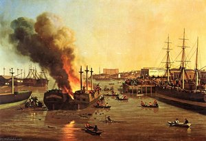 Fire in San Francisco Harbor
