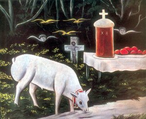 Lamb And Easter Table With Flying Angels — Niko Pirosmani