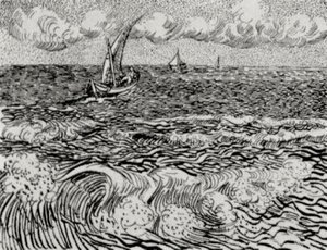 A Fishing Boat At Sea — Vincent Willem Van Gogh, Post-impressionism