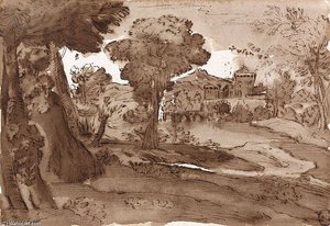 Attribué À Giovanni Francesco Grimaldi Bologne, - Rome, Paysages Avec Fortifications En Arrière-plan Paire