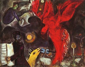The Falling Angel, Oil On Canvas, Kunstmuse — Marc Chagall, Surrealist Dreamscape Surrealism