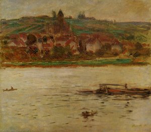 Barge On The Seine At Vertheuil (aka Vetheuil) — Claude Monet, Impressionism