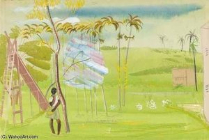 Black Girl By The Tree — Boris Dmitrievich Grigoriev, Impressionism