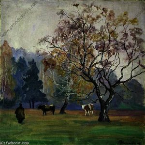 Mist. Landscape With Cows. — Pyotr Konchalovsky, Impressionism