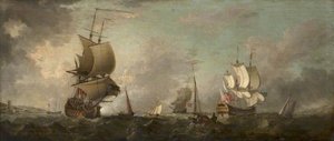 Shipping In A Breeze Off The Coast — Francis Swaine