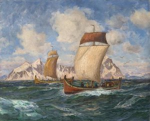 Longboats In A Fresh Breeze — Thorolf Holmboe