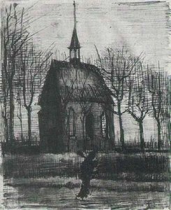 Church In Nuenen, With One Figure — Vincent Willem Van Gogh, Post-impressionism