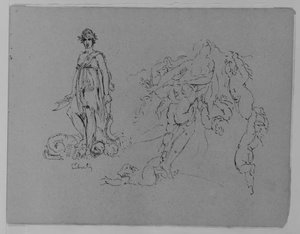 Liberty Figure; Fleeing Nude Female Figure With Putti — Thomas Sully