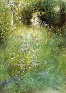A Fairy, Kersti And A View Of A Meadow — Carl Larsson