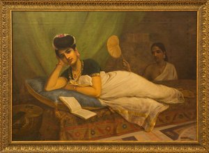 Reclining Nair Lady — Raja Ravi Varma, Academic Realism