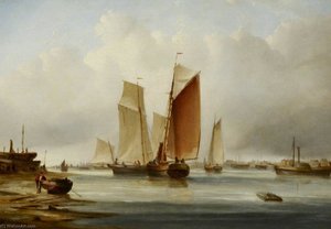A Harbour Scene With Fishing Boats — Edward William Cooke