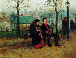 At The Boulevard — Vladimir Yegorovich Makovsky, Realism