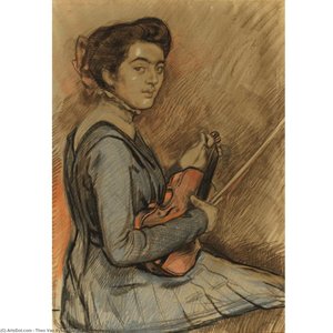 Renã©e Druet Au Violon — Theo Van Rysselberghe