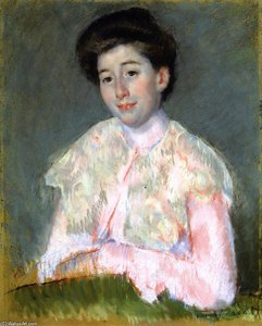 Portrait Of A Smiling Woman In A Pink Blouse — Mary Stevenson Cassatt