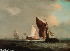 Barges And Other Shipping Off The Dutch Coast