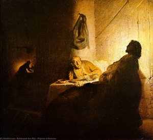Pilgrims At Emmaus — Rembrandt Van Rijn, Baroque