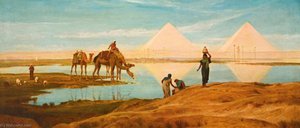 The Light Of The Rising Sun Upon The Pyramids Of Ghizeh — Frederick Goodall