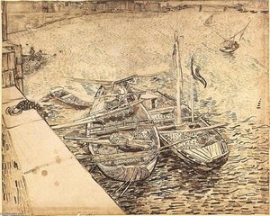 Quay With Men Unloading Sand Barges — Vincent Willem Van Gogh, Post-impressionism