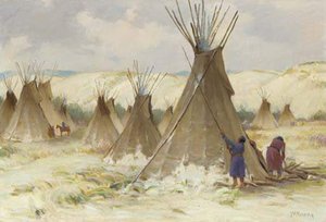 Early Winter On Crow Reservation, Montana — Joseph Henry Sharp
