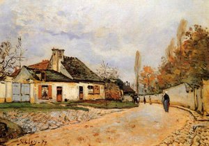 Neighborhood Street In Louveciennes (aka Rue De Village (voisins To Louveciennes) — Alfred Sisley