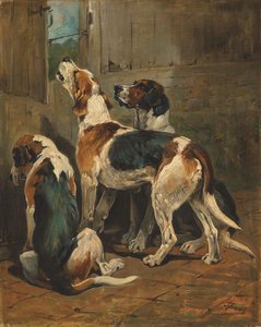 Foxhounds At A Kennel Door — John Emms