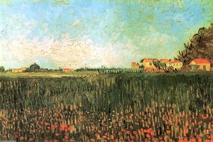 Farmhouses In A Wheat Field Near Arles — Vincent Willem Van Gogh, Post-impressionist