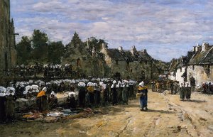 The Market At Landerneau — Eugène Louis Boudin
