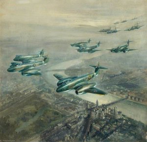 Meteor Mk 1s In Fly Past Over Central London — Frank Wootton