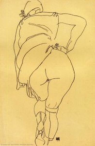 Semi Nude, Back View — Egon Schiele