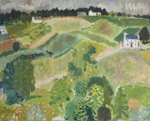 Landscape With Cottages, Fields And Mixed Trees — Sir William George Gillies, Impressionism