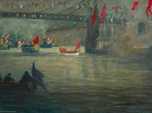 The Peace Pageant River Procession Under The Albert Bridge ( ), 4 August 1919 — Cecil Gordon Lawson