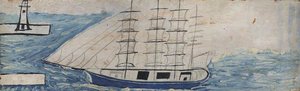Four Masted Sailing Ship And Lighthouse — Alfred Wallis