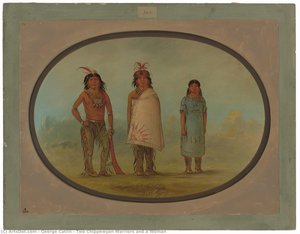Two Chippewyan Warriors And A Woman — George Catlin