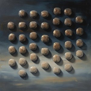 Celestial Orbs In Midnight Shadow: A Monumental Study Of Bronze And Deep Blue — Christian Noiret