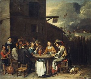 In front of an inn.