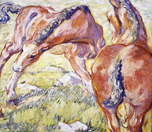 Mare With A Foal (also Known As Horses In The Morning Sun) — Franz Marc, German Expressionism