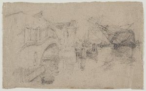 Low Tide - A Stranded Vessel — John Henry Twachtman