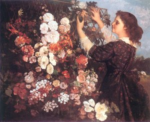 El Trellis (joven Mujer Ordenando Flores) — Gustave Courbet