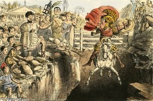 The Gallant Curtius Leaping Into The Gulfs — John Leech