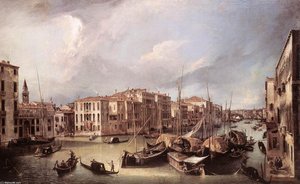 Grand Canal: Looking North-east Toward The Rialto Bridge — Canaletto, Baroque Venetian Painting