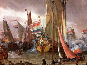 Practice Fight Of The Dutch Fleet In The Honour Of Tzar Peter The Great, 1 Sept (fragment) (1697) — Abraham Storck (sturckenburch)