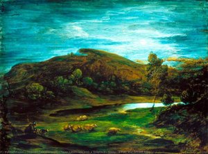 Offene Landschaft Mit Einem Hirten, Schafen, Einem Teich Und Fernen Hügeln — Thomas Gainsborough, Barocklandschaft