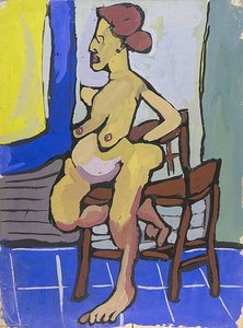 Standing Female Nude With Chair — William H. Johnson