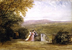 A Terrace, With Figures, Haddon Hall — David Cox