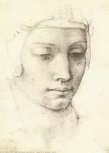 Head Of A Woman (recto) — Michelangelo Buonarroti, Renaissance