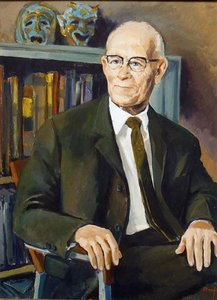 Dr. Stanley Perry, President, Aurora College, (painting) — Ruth Van Sickle Ford