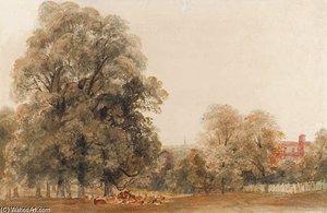 A Herd Of Deer Resting Beneath A Tree, Greenwich Park — Peter De Wint