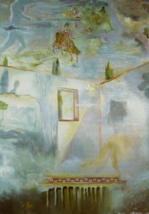 Gala In A Patio Watching The Sky, Where The Equestrian Figure Of Prince Baltasar Carlos And Several Constellations (all) Appear, After Velazquez, 1981 — Salvador Dalí, Surrealist Movement