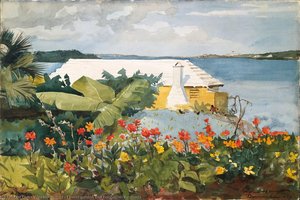 Flower Garden And Bungalow, Bermuda — Winslow Homer, Realism